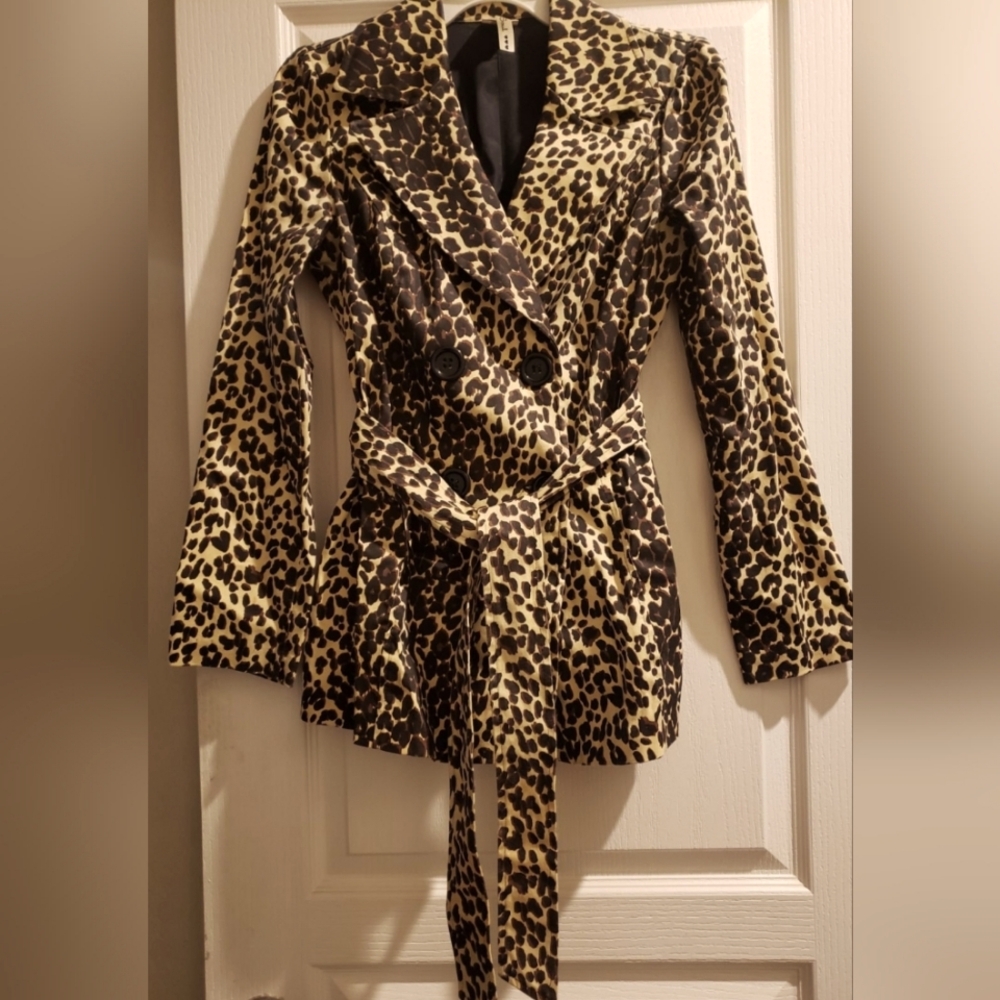 Heart Soul Double Breasted Belted Leopard print Jacket/Blazer - Size S
